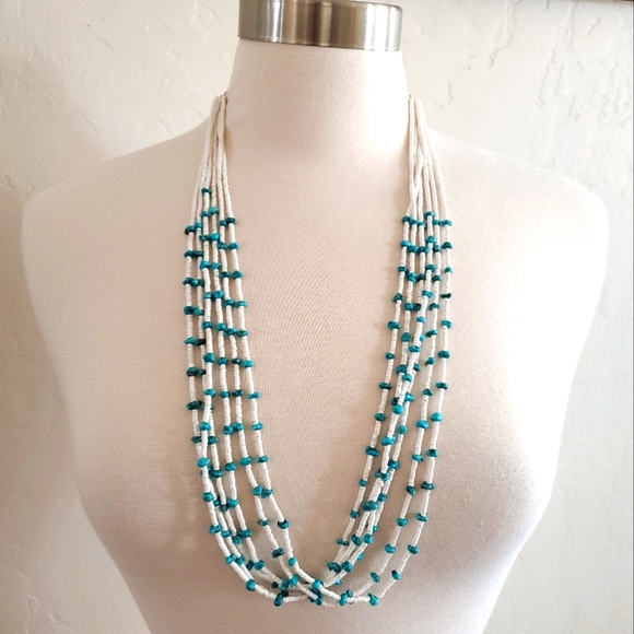Vintage Turquoise and Heishi Multi Strand Necklace - Picture 1 of 10